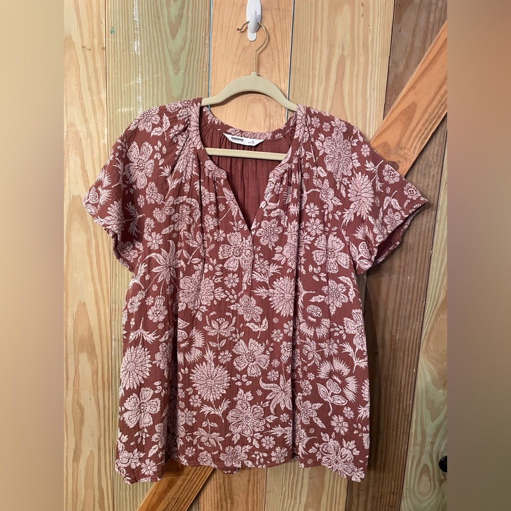 Sonoma Floral Short Sleeve Top Size XL